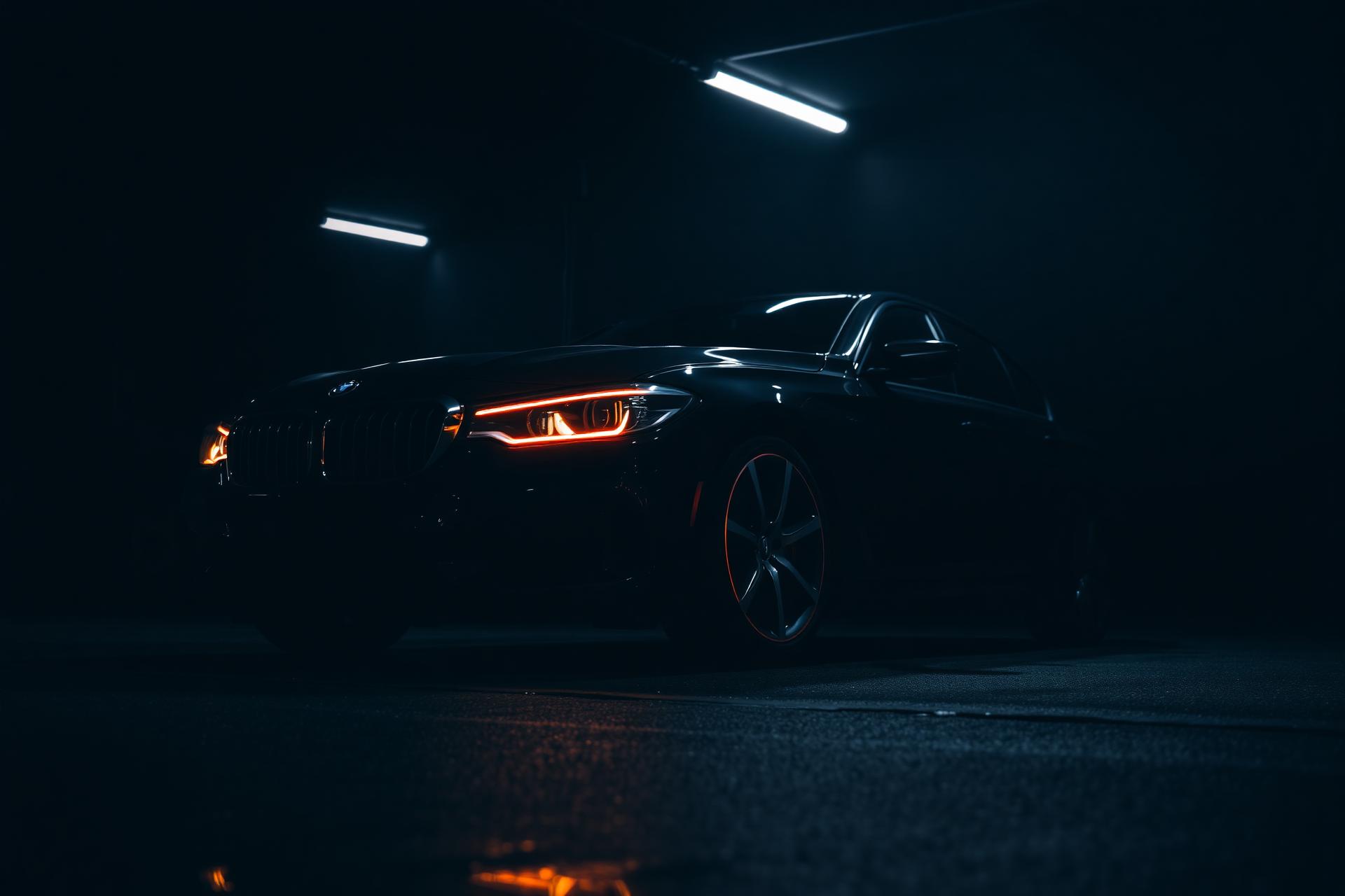 Dunkles Auto in Studio-Atmosphäre